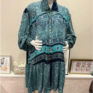 KANTHA BAE long bottom up tunic silk top .
